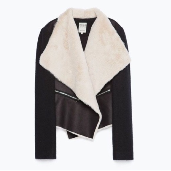 Zara Jackets & Blazers - ZARA outwear shearling jacket waterfall drop.